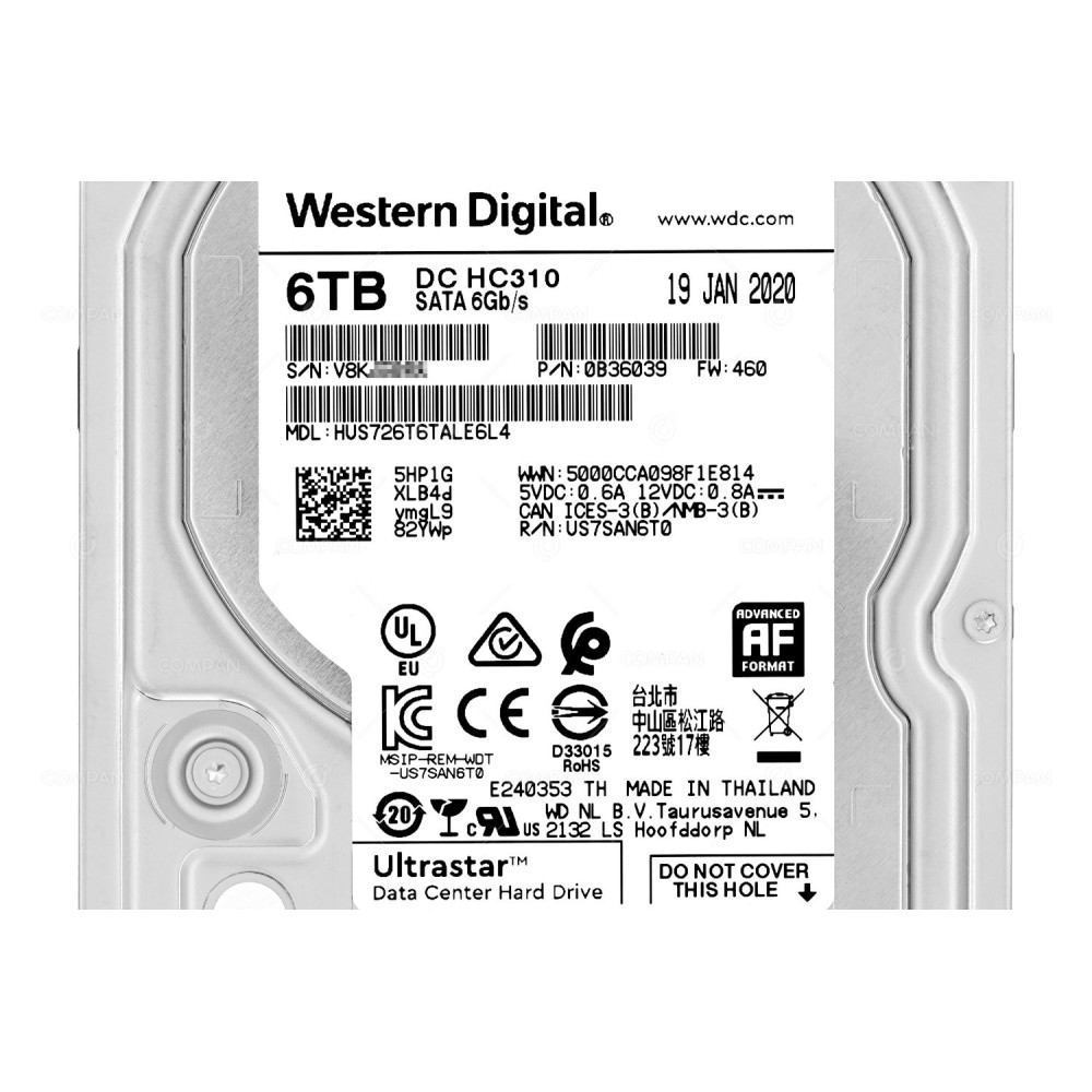 HUS726T6TALE6L4  WD ULTRASTAR 6TB 7.2K 6G SATA 256MB CACHE 3.5 LFF HARD DRIVE